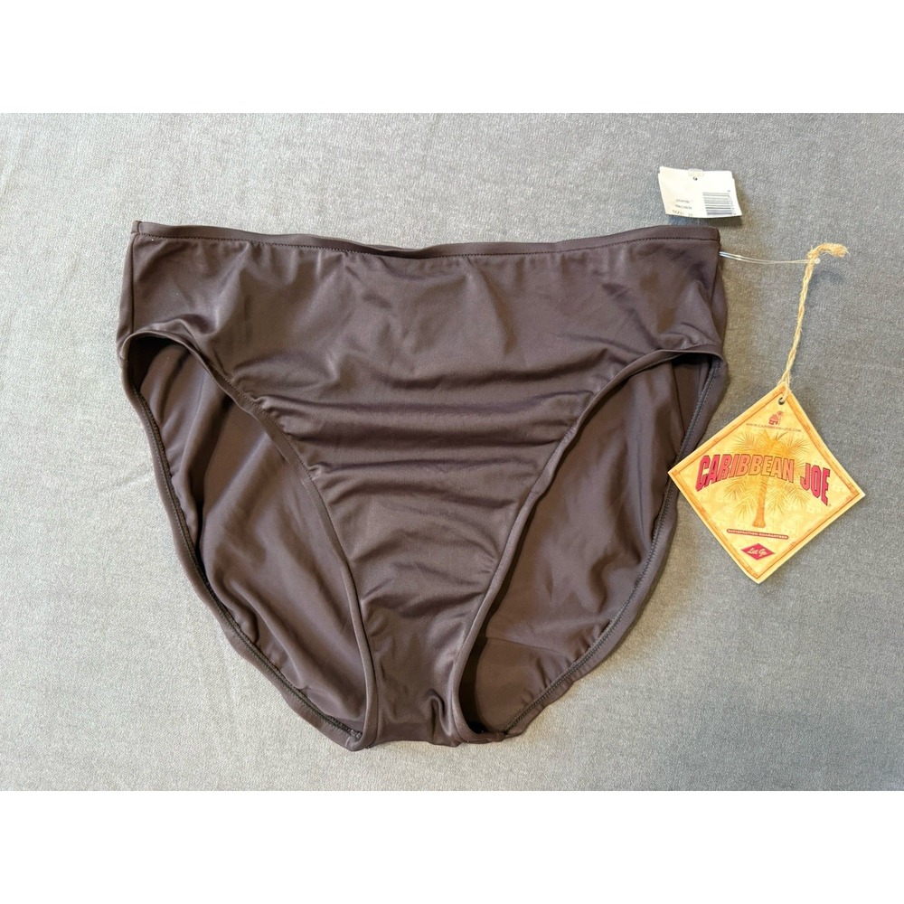 NWT Caribbean Joe Womens Brown Swim Bikini Bottom Bathing Suit Size 16